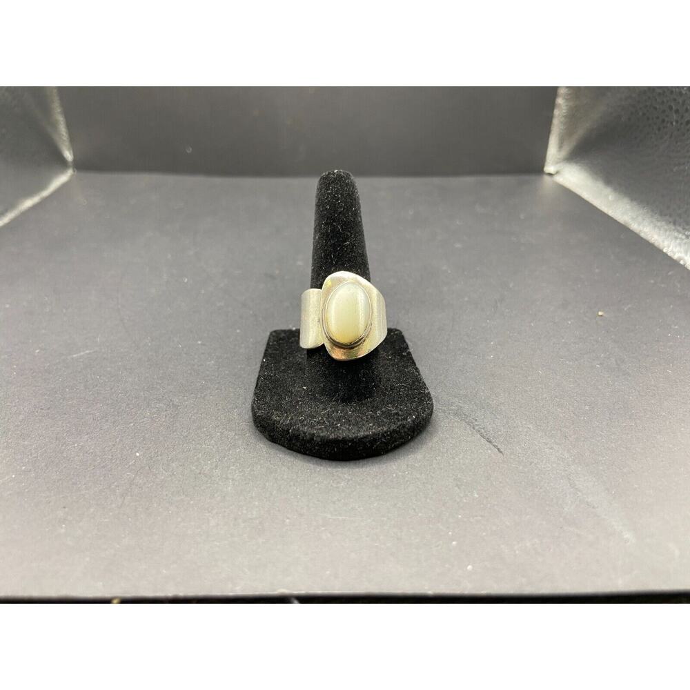 Vintage Mexico ATI 925 Sterling Silver Mother of Pearl Wide Band Ring Size 7